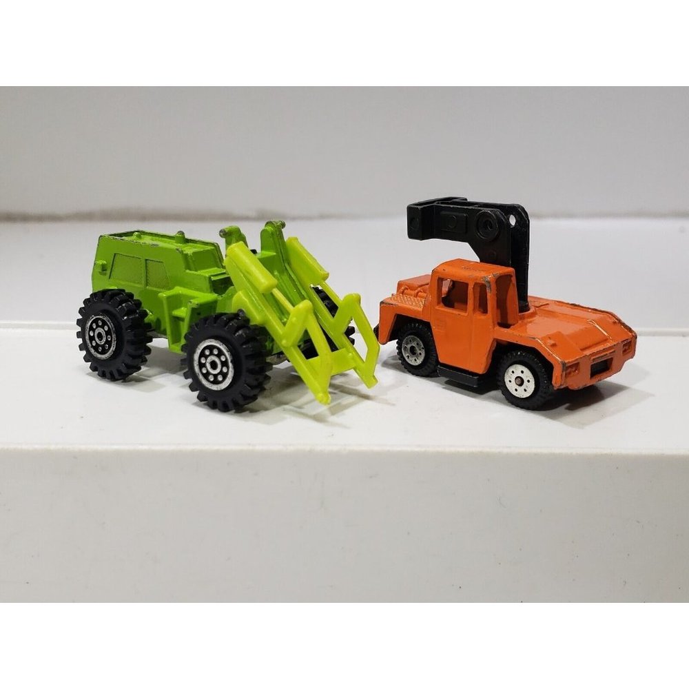 Yatming No. 1363 & 1367 Lot Of 2 Green Front Loader Missing Bucket Hong Kong Vtg